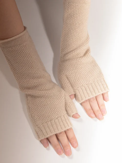 MITAINES POINT DE RIZ | CACHEMIRE | BEIGE